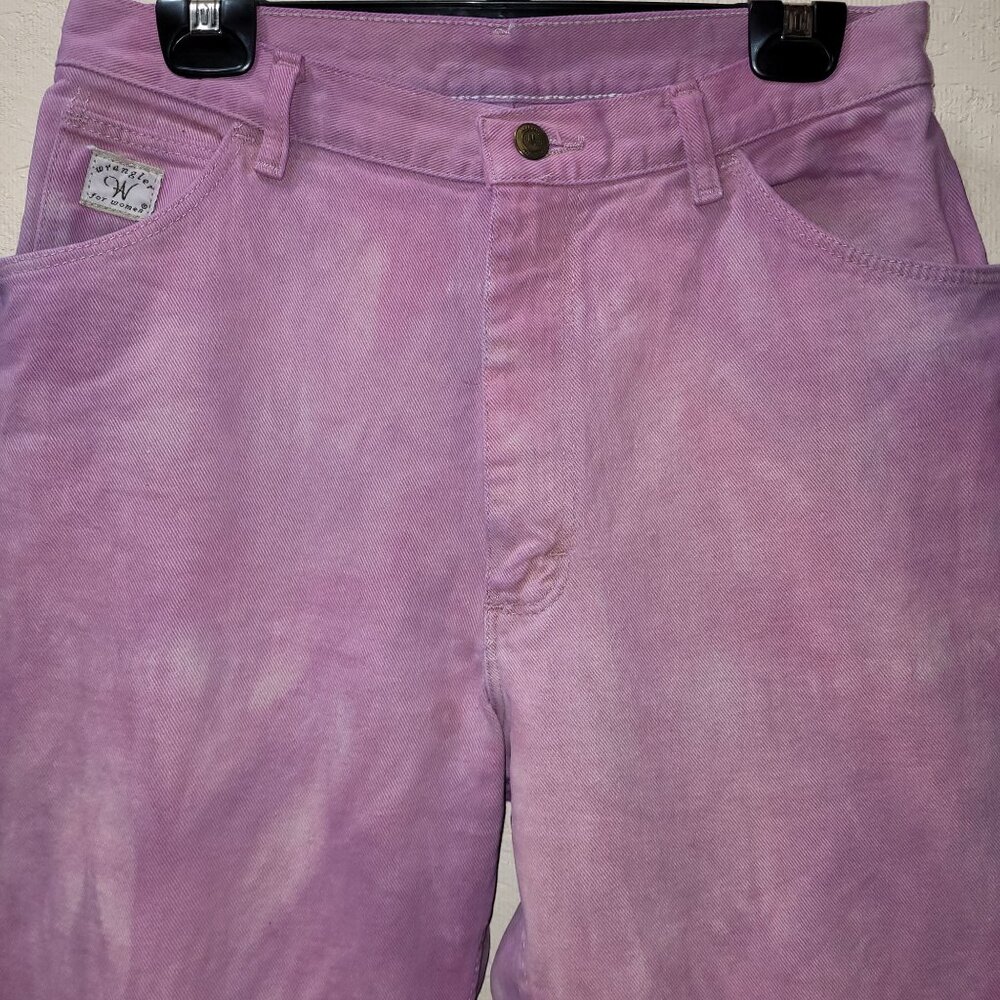 Vintage Wrangler Women's 12x34 Pink Tie Dye Jeans MSR01 TR Straight Fit Cotton - Picture 3 of 7